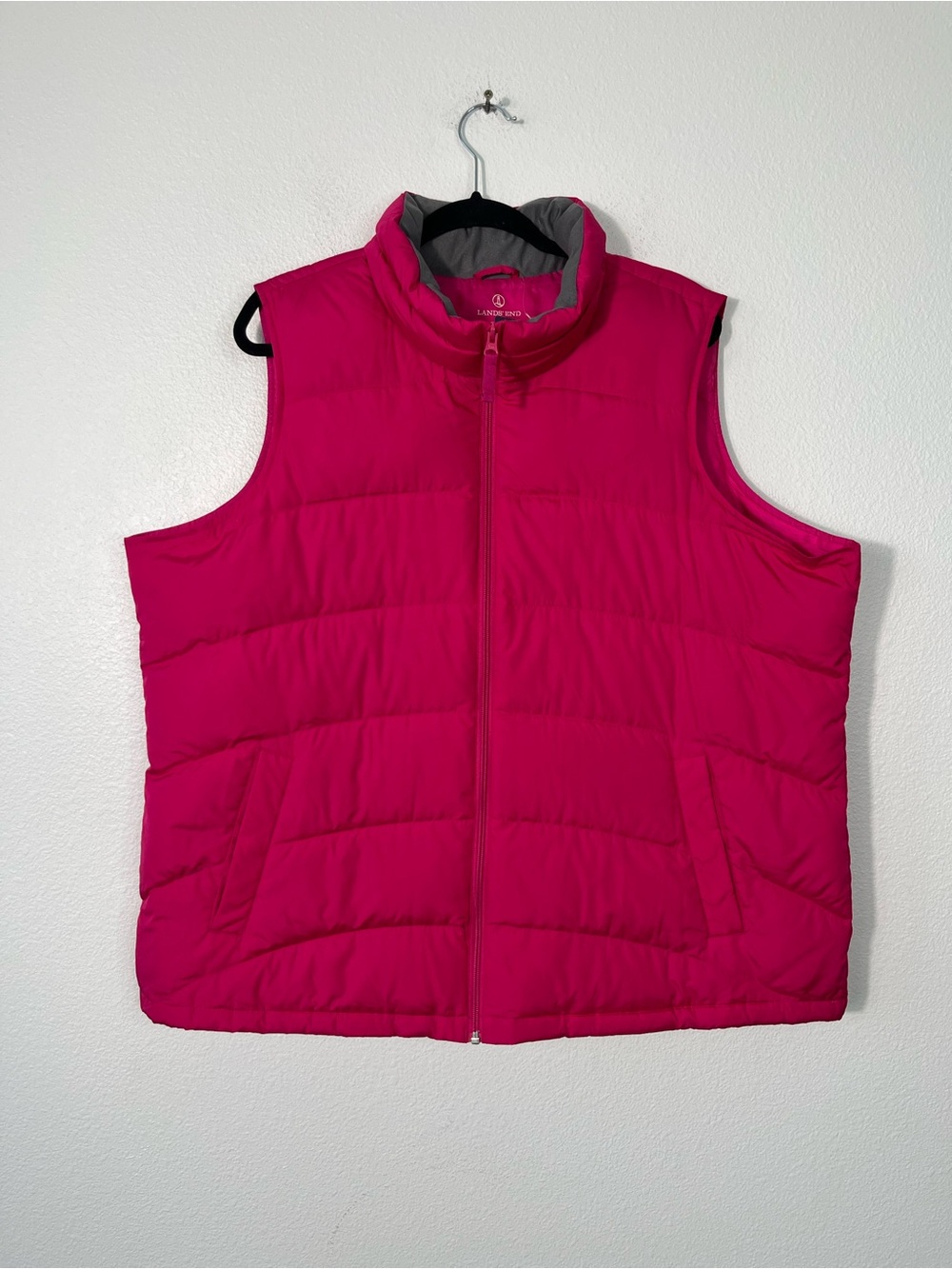 Lands' End Quilted Down Puffer Vest Hot Pink Women's Size 2X NEW